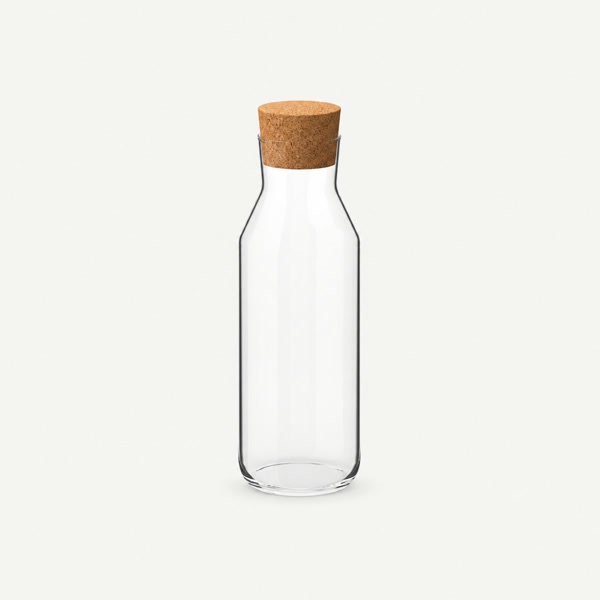 Round gin and vodka glass bottle 750ml with natural cork