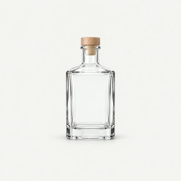 Square whiskey glass bottle 500ml with screen printing
