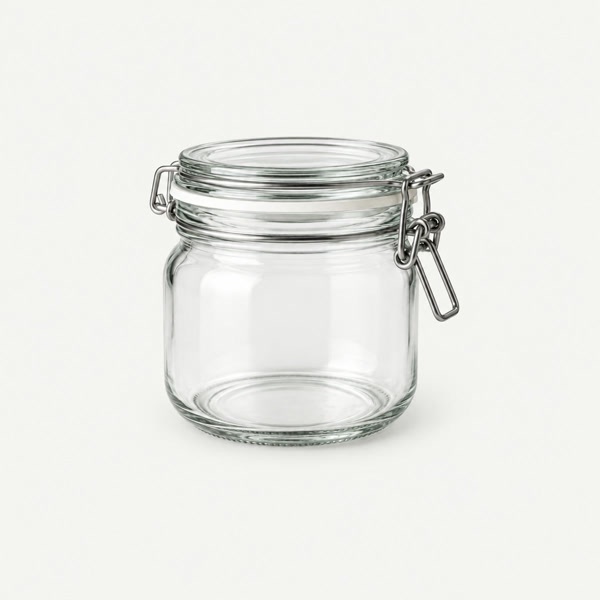 Airtight vacuum seal and hinged lid glass storage jars