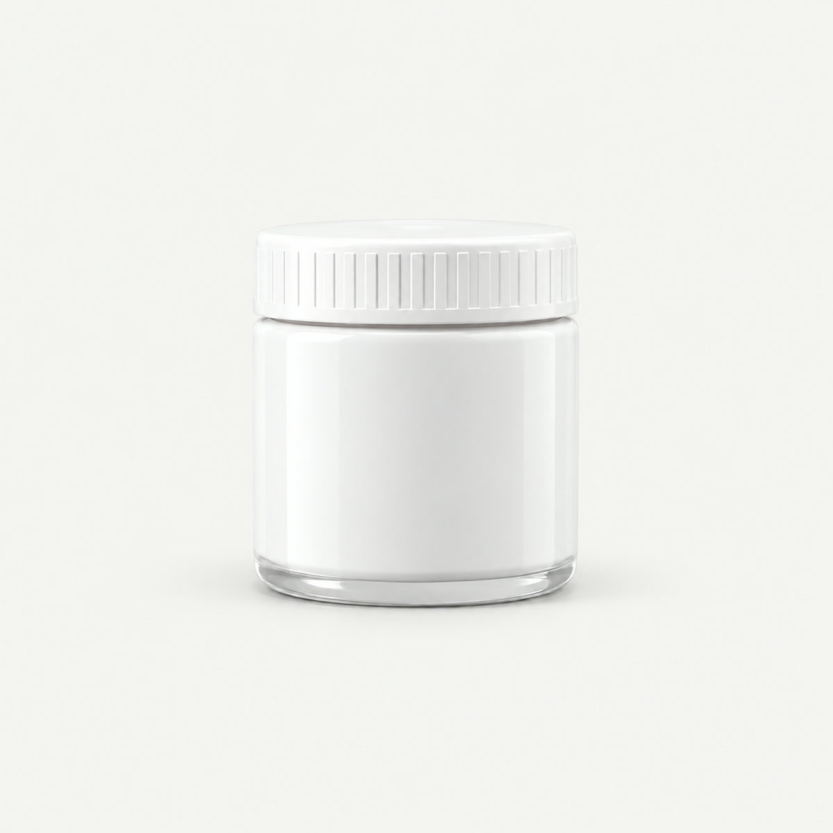Opaque white and black glass jars with child proof lids