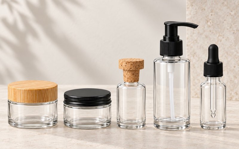 Bamboo and metal jar lids, cork, lotion pump and dropper closures