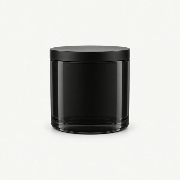 Matte black coated candle jar with custom Pantone spray