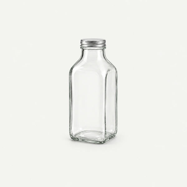 300ml 500ml 1000ml square glass milk and juice bottles with tamper evident cap